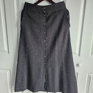 Vince Camuto Vintage Botton Down Midi/Maxi  Skirt, Dark Gray, Size 6